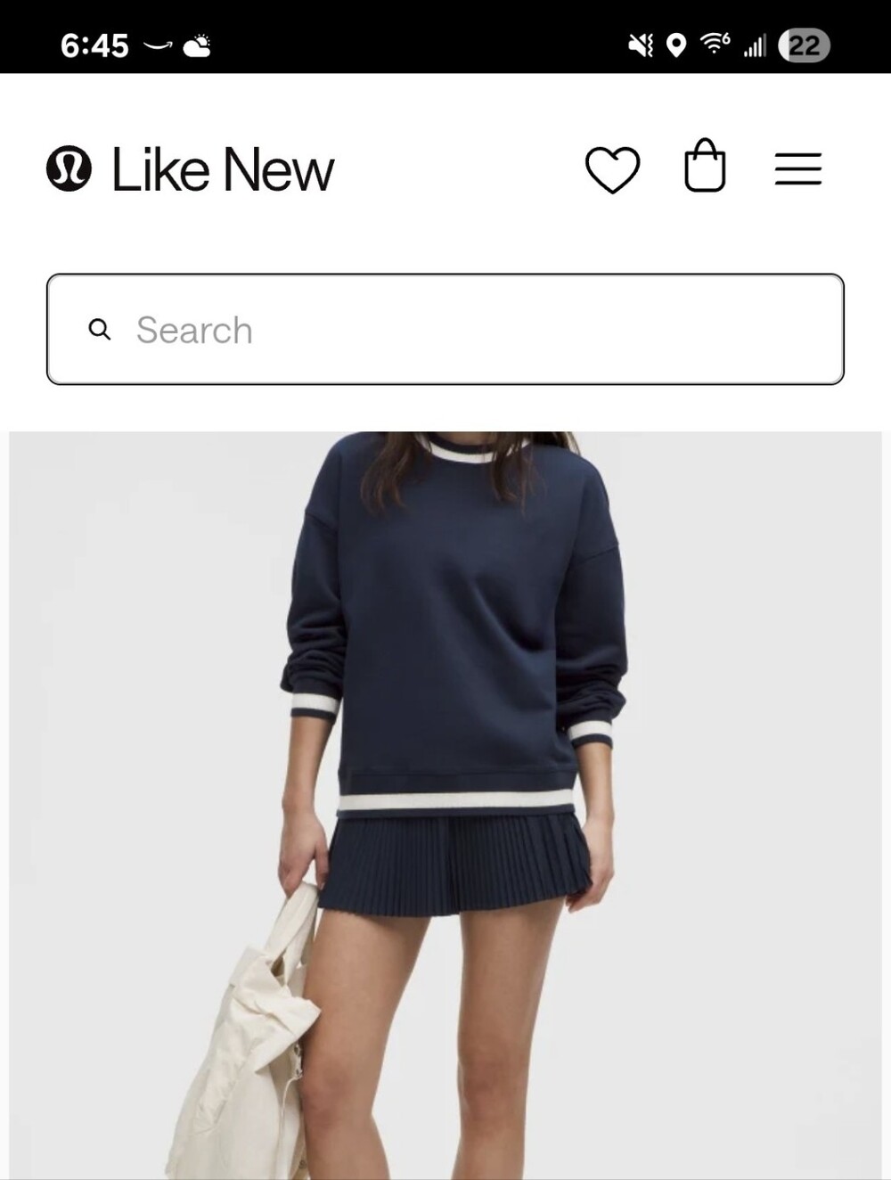lululemon athletica Navy Crewneck Sweater with White Trim